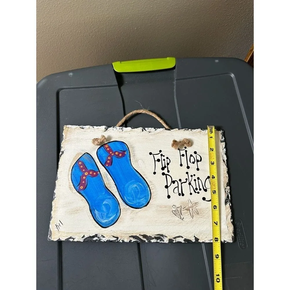 Handmade 'Flip Flop Parking' Beach House Decor Sign Wall Hanging